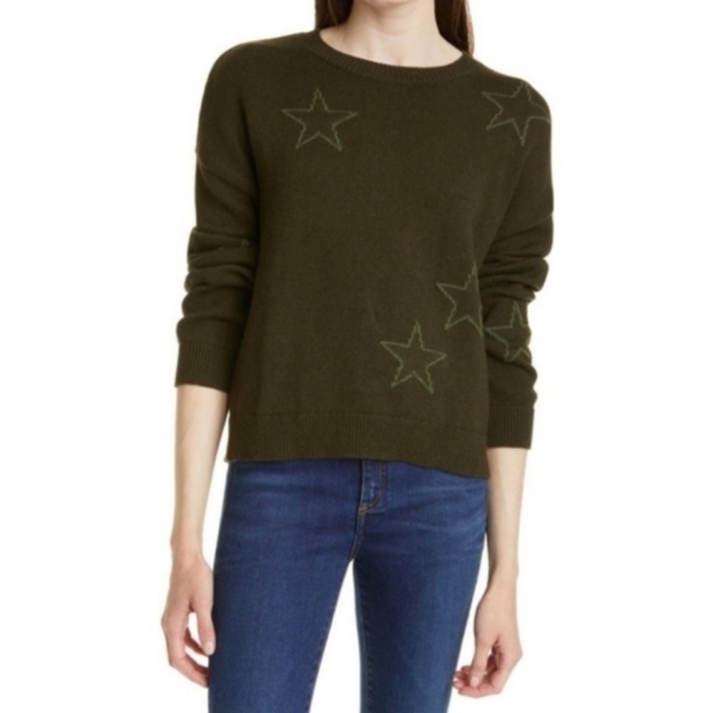 Women's Rails Olive Star Sweater Cotton Cashmere Pullover Small